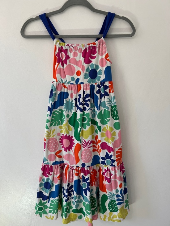 Mini Boden Other - Mini Boden Dress Kids 8/9 Tropical Floral Summer Tiered Vibrant Crossback Beach